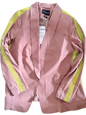 Wildfang The Empower Tux Blazer Womens 1X Rose Brown Mesh Colorblock Statement